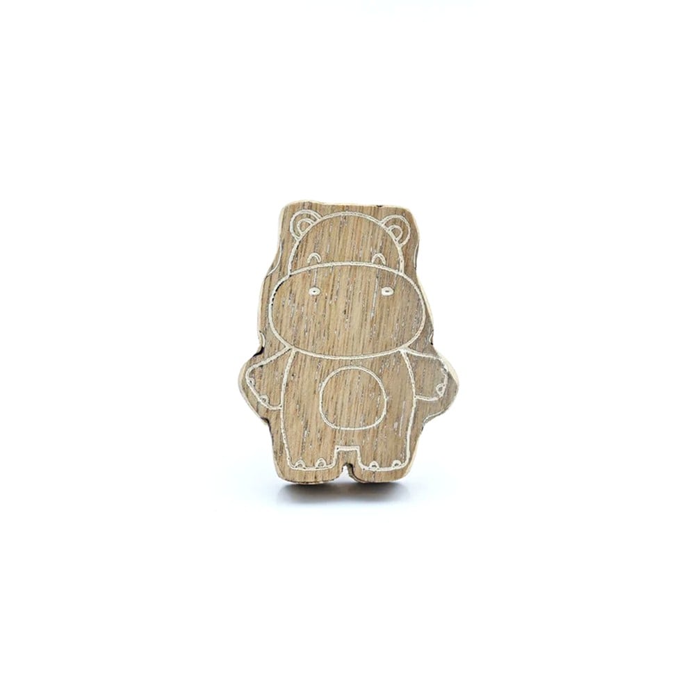 Kids Handmade Mango Wood Hippo Drawer Knob